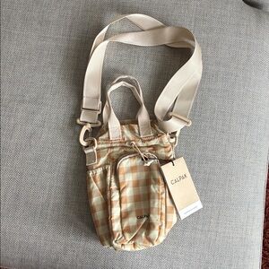 CALPAK Beige and Cream Gingham water bottle holder